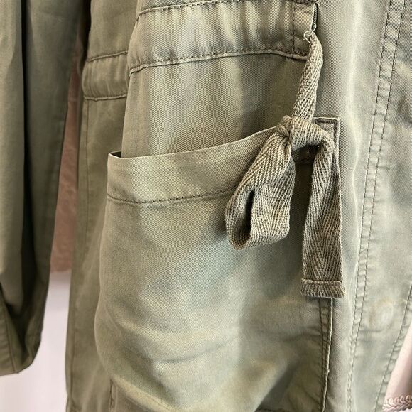 Sanctuary Army Green Twill Tie Safari Lightweight Jacket Size Medium - Picture 3 of 5